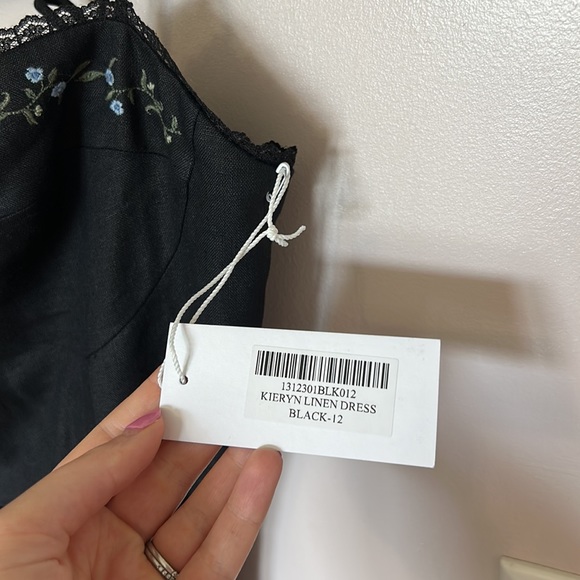 NWT REFORMATION KIERYN LINEN DRESS BLACK SIZE 12 - Picture 6 of 10